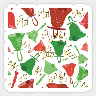 Snowing White Christmas Colorful Handbells And Notes With Snow Holiday Pattern Sticker